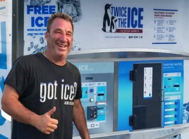 Marc Savenor standing next to his Twice The Ice machine