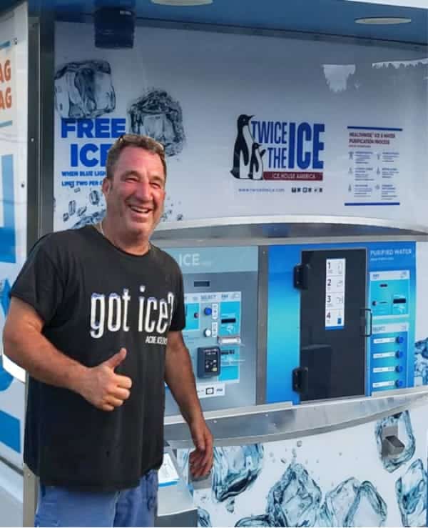 Marc Savenor standing next to his Twice The Ice machine
