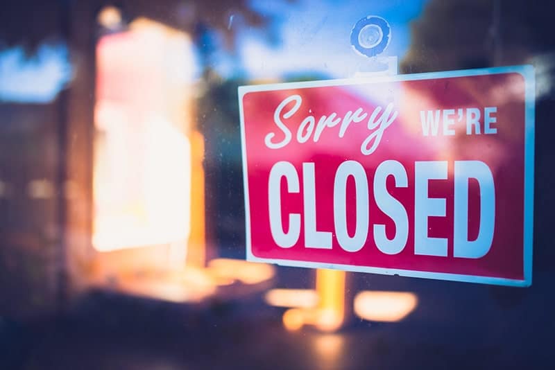 sorry were closed sign